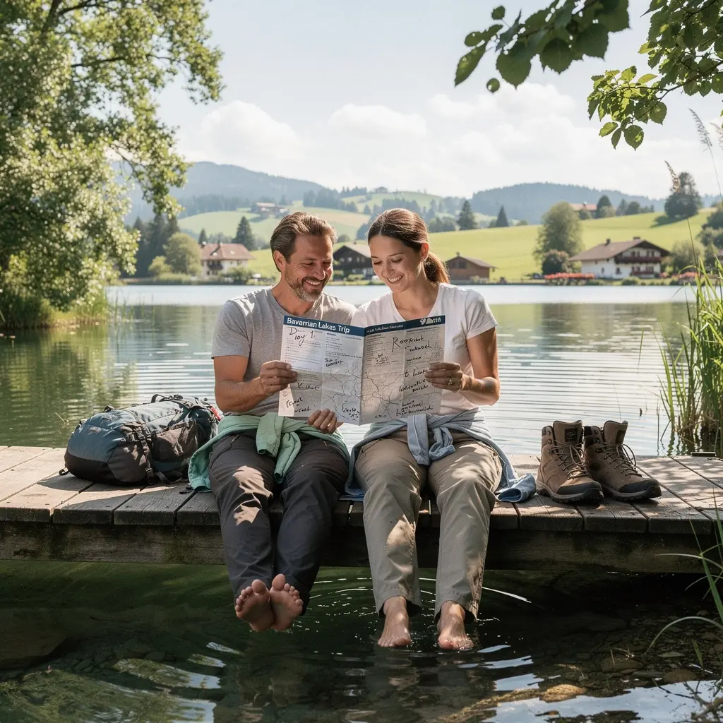 Eine malerische Landschaft mit sanften Hügeln und traditionellen deutschen Dörfern.