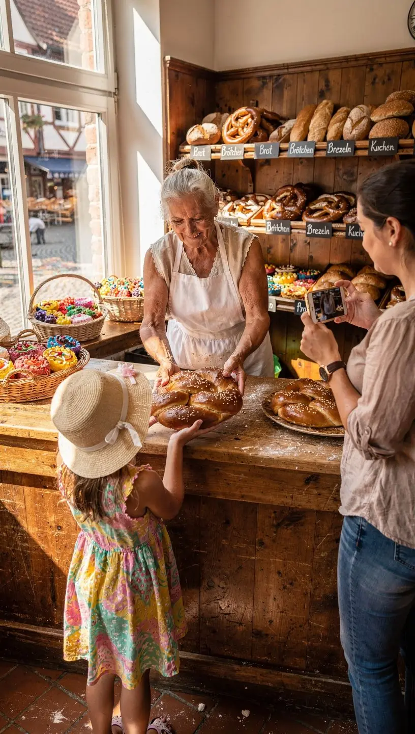 Ein Reisender, der eine Karte studiert und die Umgebung erkundet.
